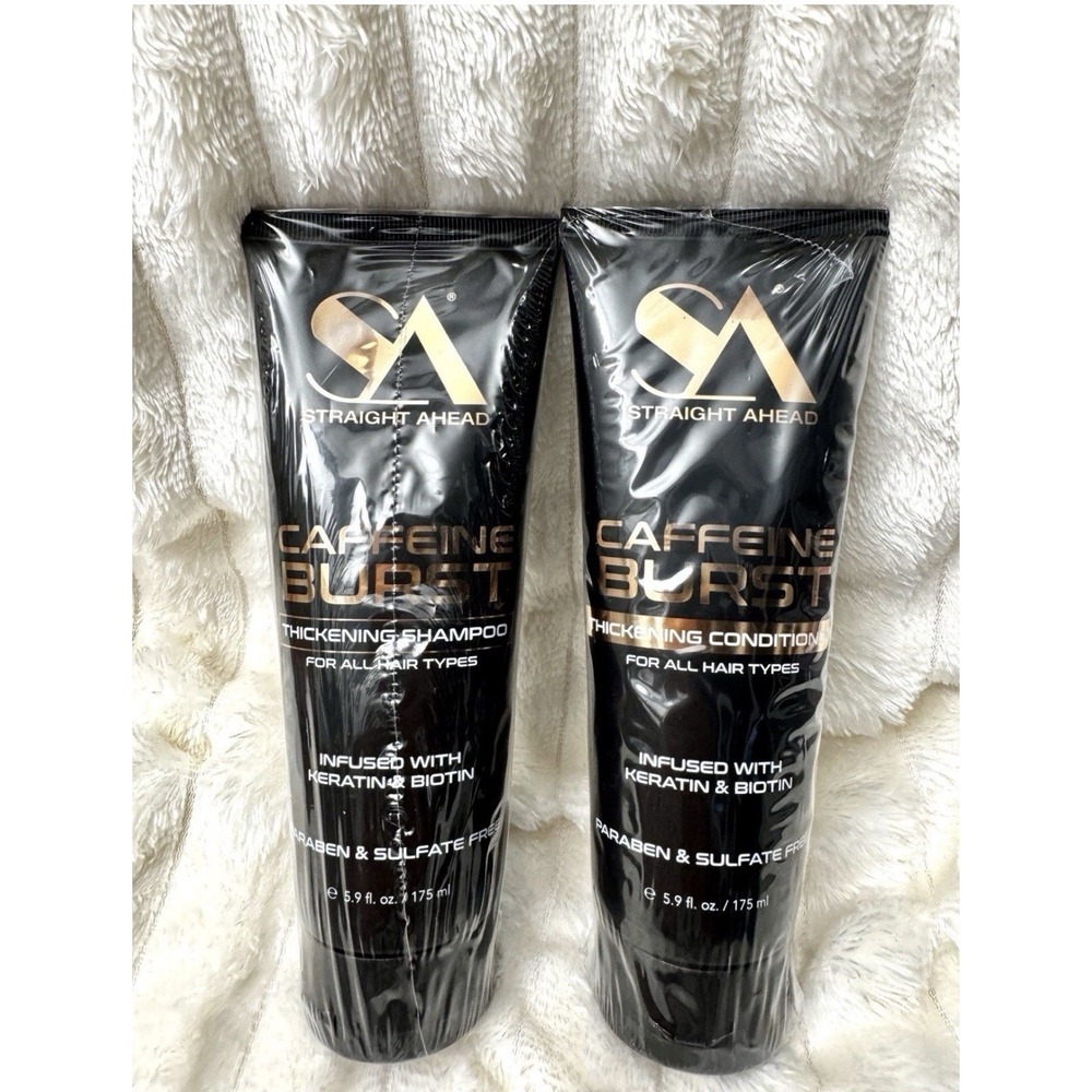 Straight Ahead Caffeine Burst Shampoo & Conditioner Set Keratin Biotin 5.9oz